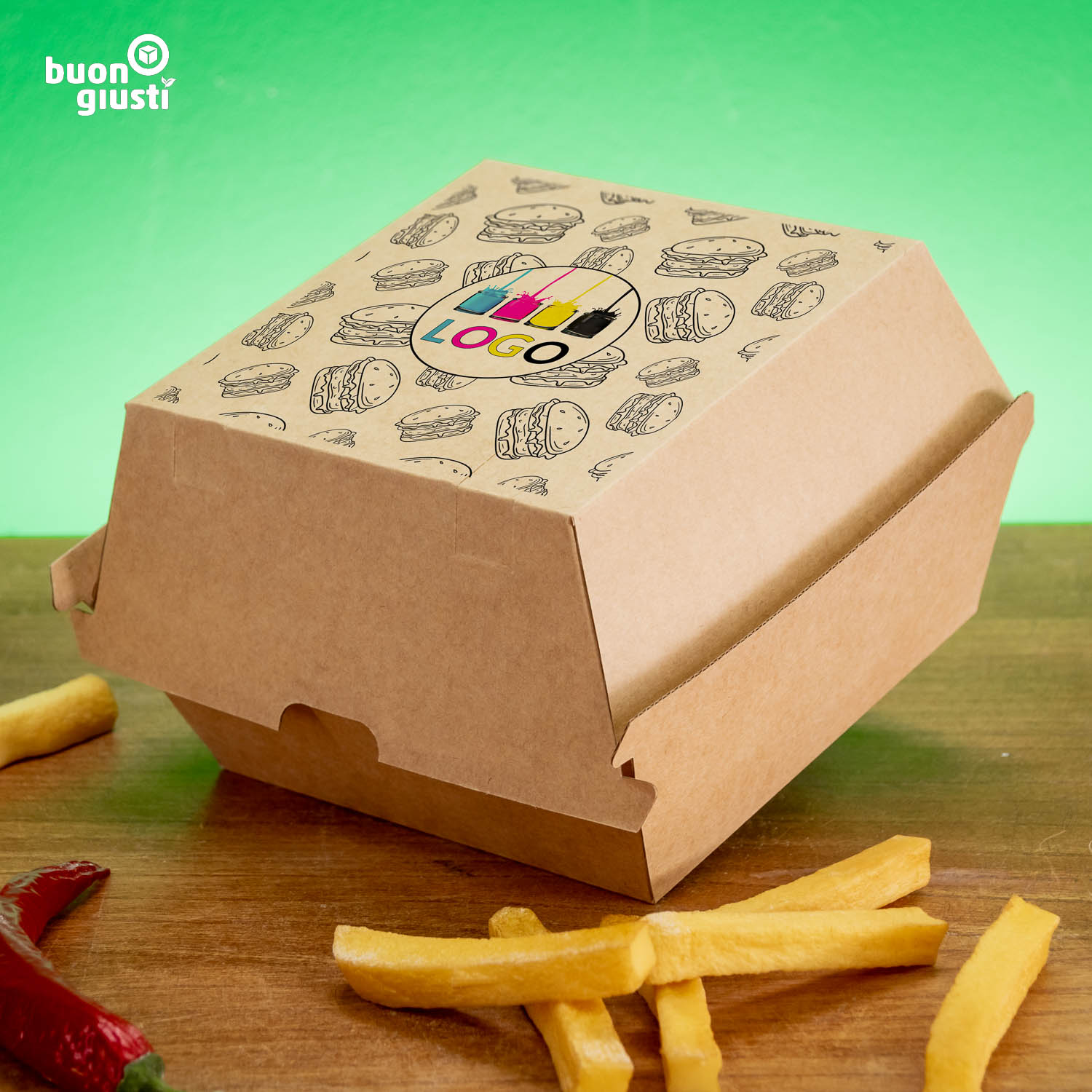 Personalisierte Burger Boxen mit Logo und Bild ab 3 Tagen