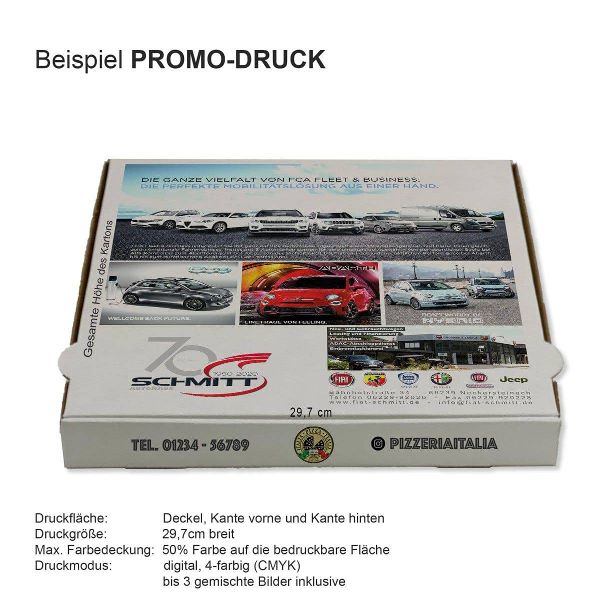 200 Stk. | 24x24x4 cm Pizzakarton individuell personalisiert digital bedruckt - Pizzakarton - buongiusti AG - personalisiert ab 100 Stück