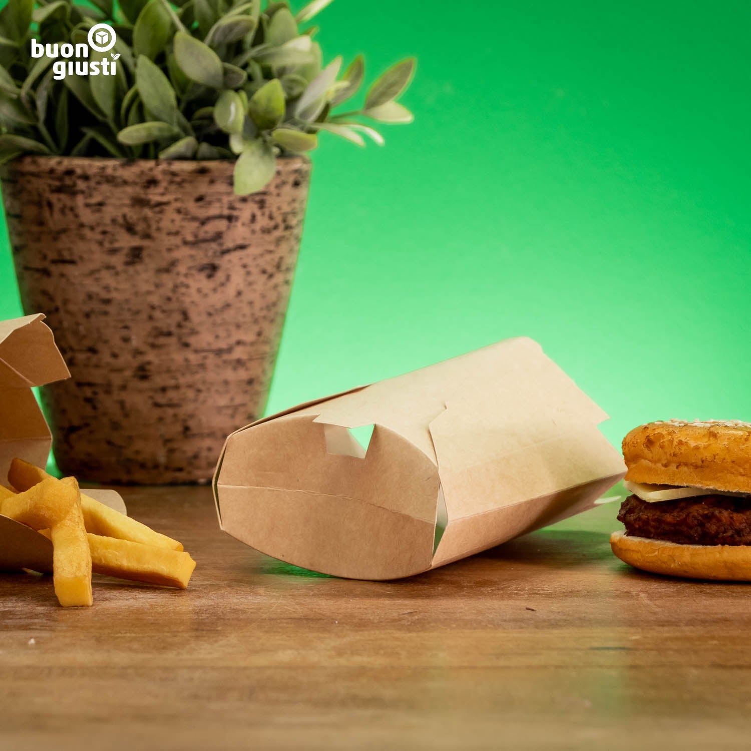 550x Pommes Box To Go 8,2 x 5,4 x 10 cm (mit Deckel) - Burger - buongiusti AG - personalisiert ab 100 Stück
