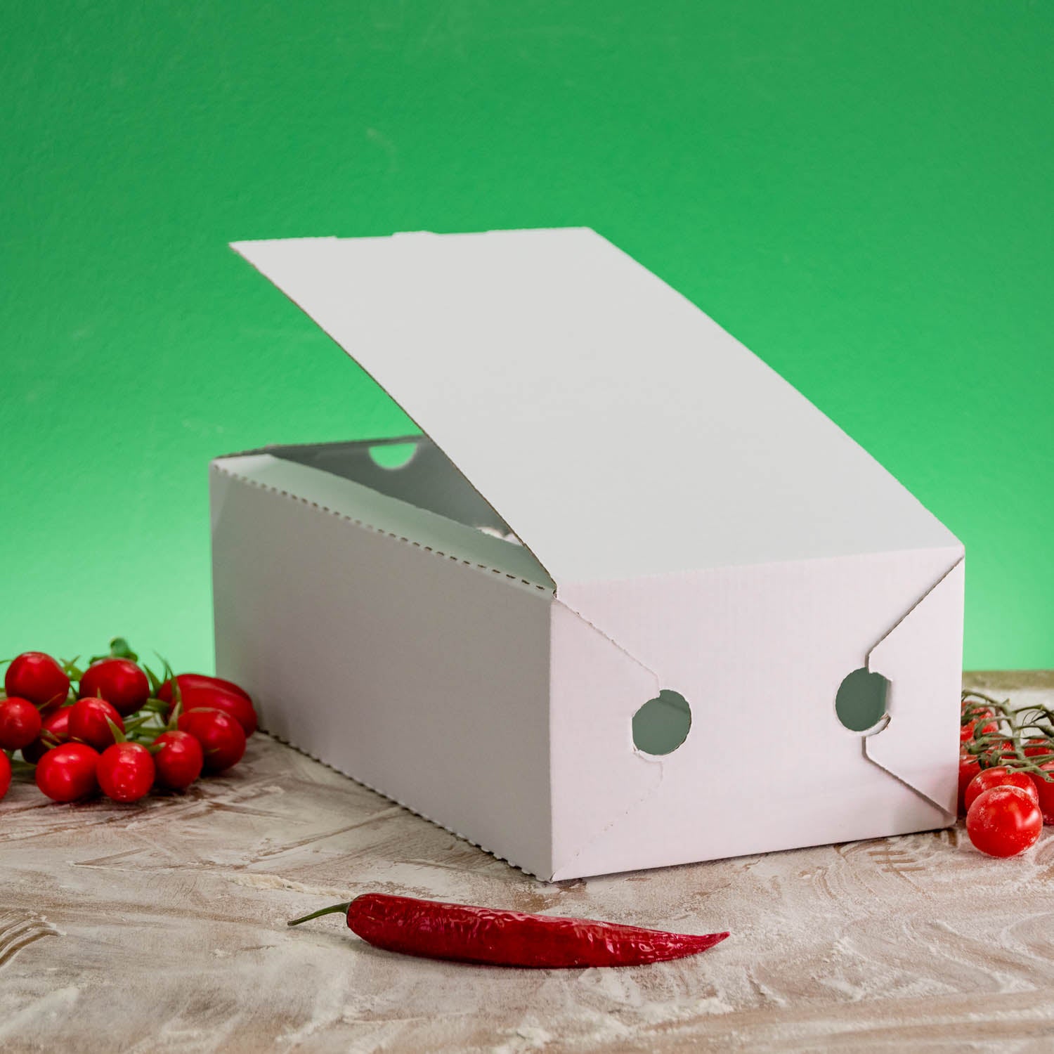 Boîte pizza, carton ondulé, 30x16x10cm, calzone, blanc (415008), Neutraal