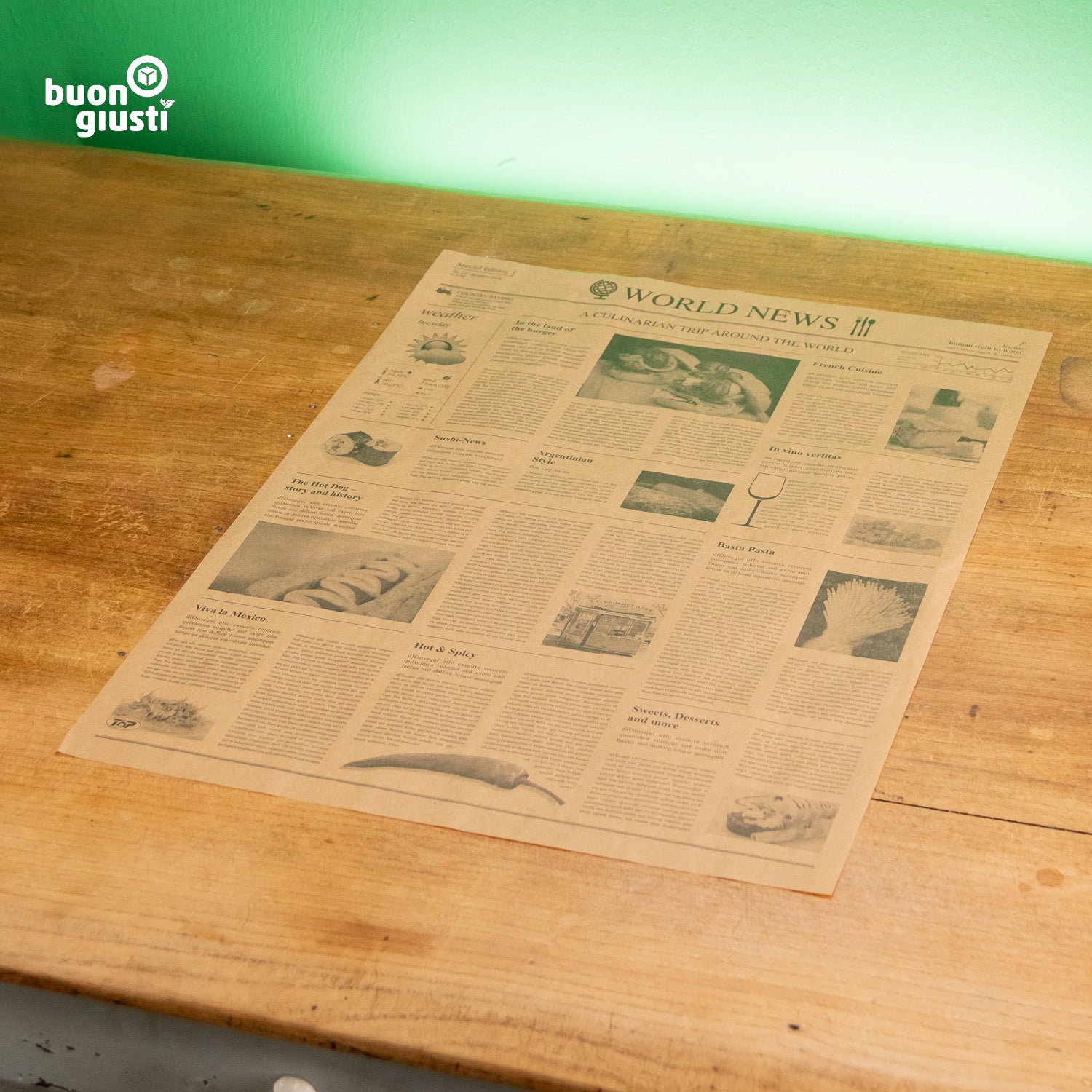 1000x Einschlagpapier "Zeitungs Optik" Zuschnitte 50 x 38,5 cm braun - Burger - buongiusti AG - personalisiert ab 100 Stück