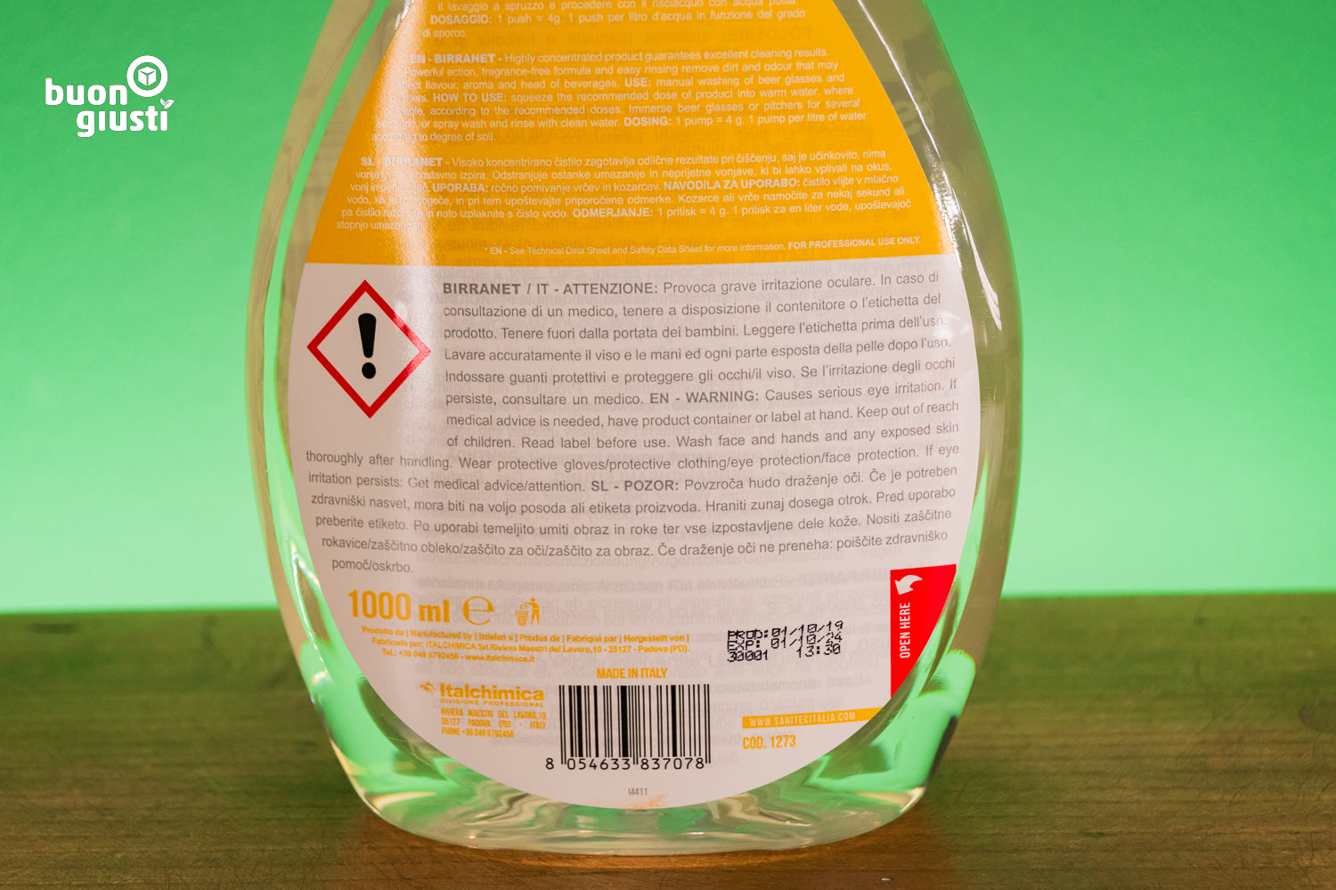Spülmittel für Biergläser "Birranet" 1000 ml SANITEC - Reinigungsmittel - buongiusti AG - personalisiert ab 100 Stück