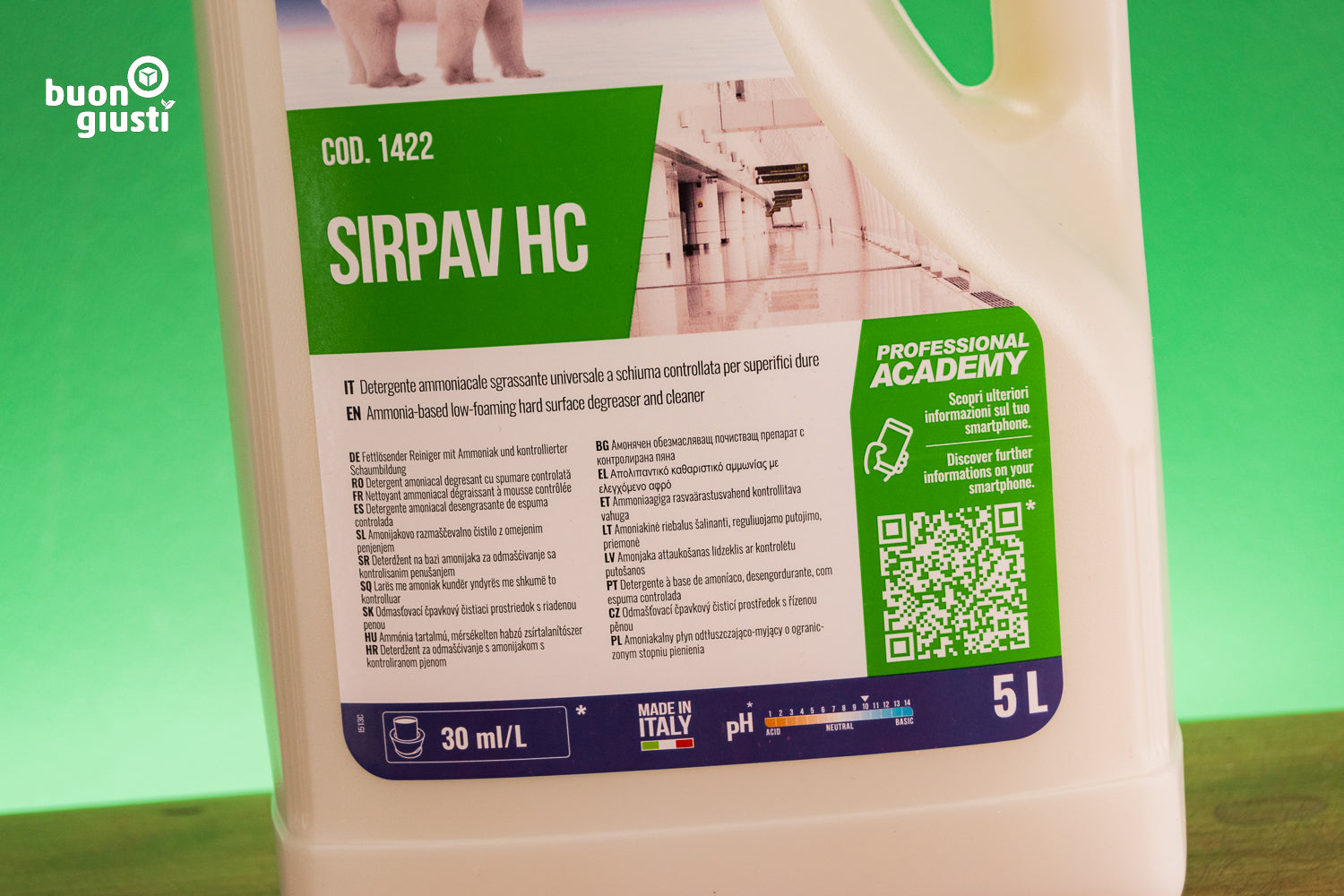 Allzweck Bodenreiniger "SIRPAV HC" 5 L SANITEC - Reinigungsmittel - buongiusti AG - personalisiert ab 100 Stück
